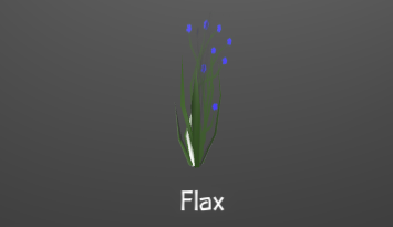 A versatile plant, flax fibers can be spun into twine, and the seeds can be eaten for a small quantity of calories.