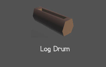 A Log Drum can be crafted and played by a sapien assigned the Music role. Music helps to keep sapiens happy.